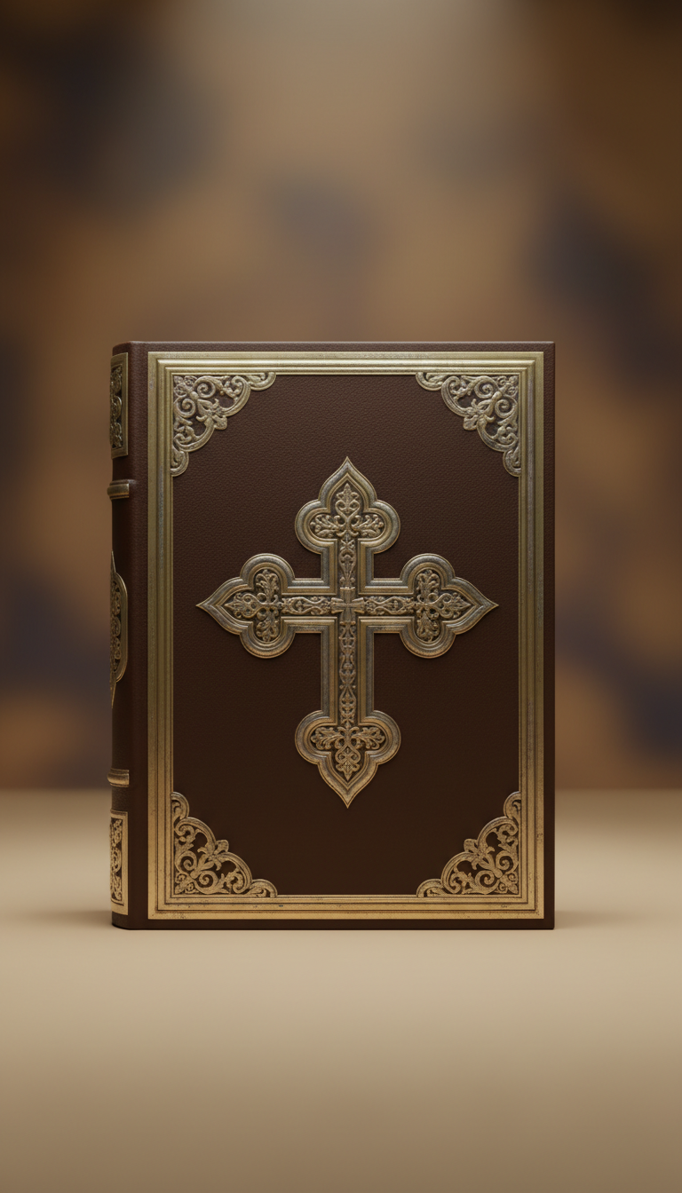 Gospel book with gold trim and ribbon