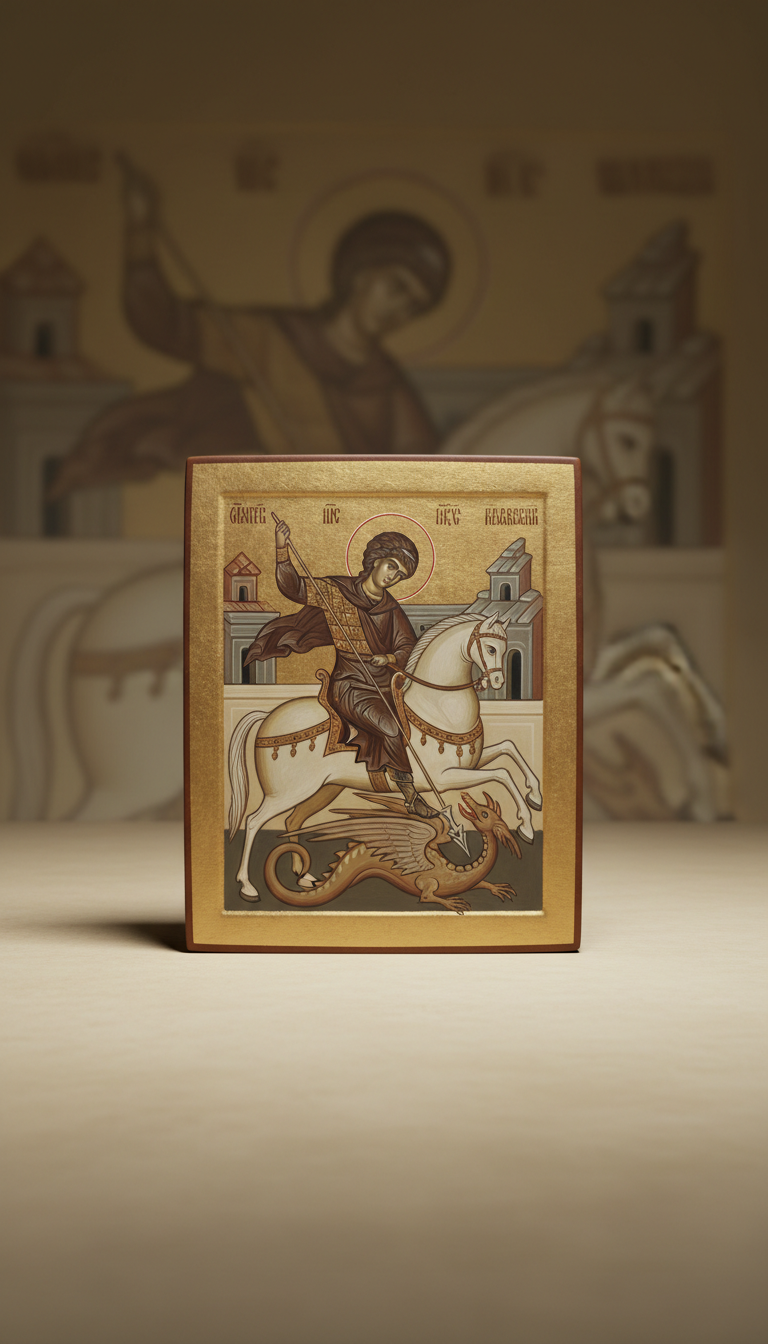 Hand-painted icon on linden wood