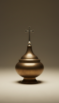 Brass incense burner with cross finial