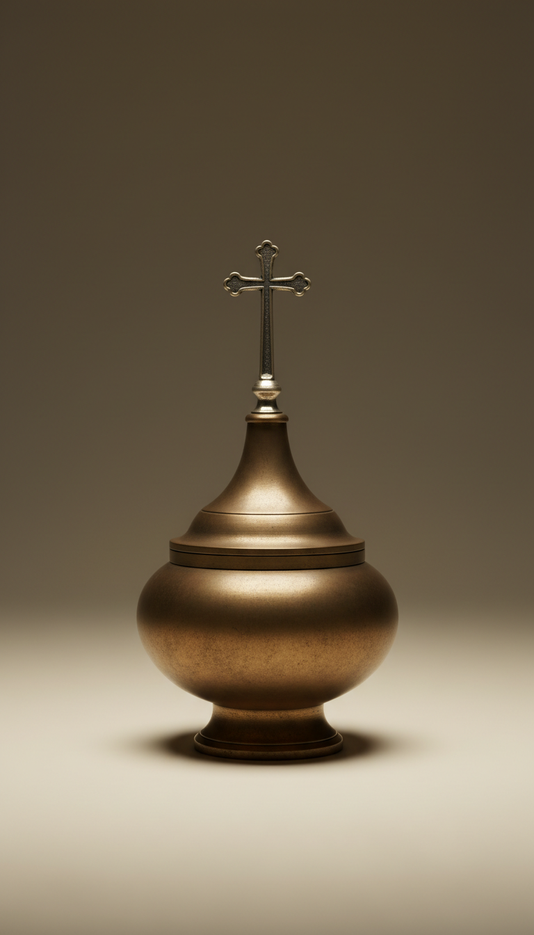Brass incense burner with cross finial